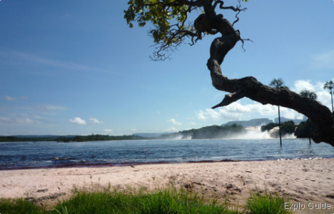 Salto Ucaima waterfall and beach, Canaima Salto Ucaima waterfall and beach, Canaima