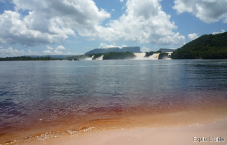 Salto Ucaima waterfall and beach, Canaima Salto Ucaima waterfall and beach, Canaima