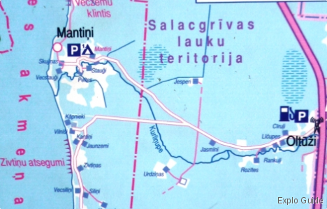 Veczemes Red cliffs, Mantini, Salacgrïva, map ExploGuide - Off the Path Travel and Alternative Tourism database